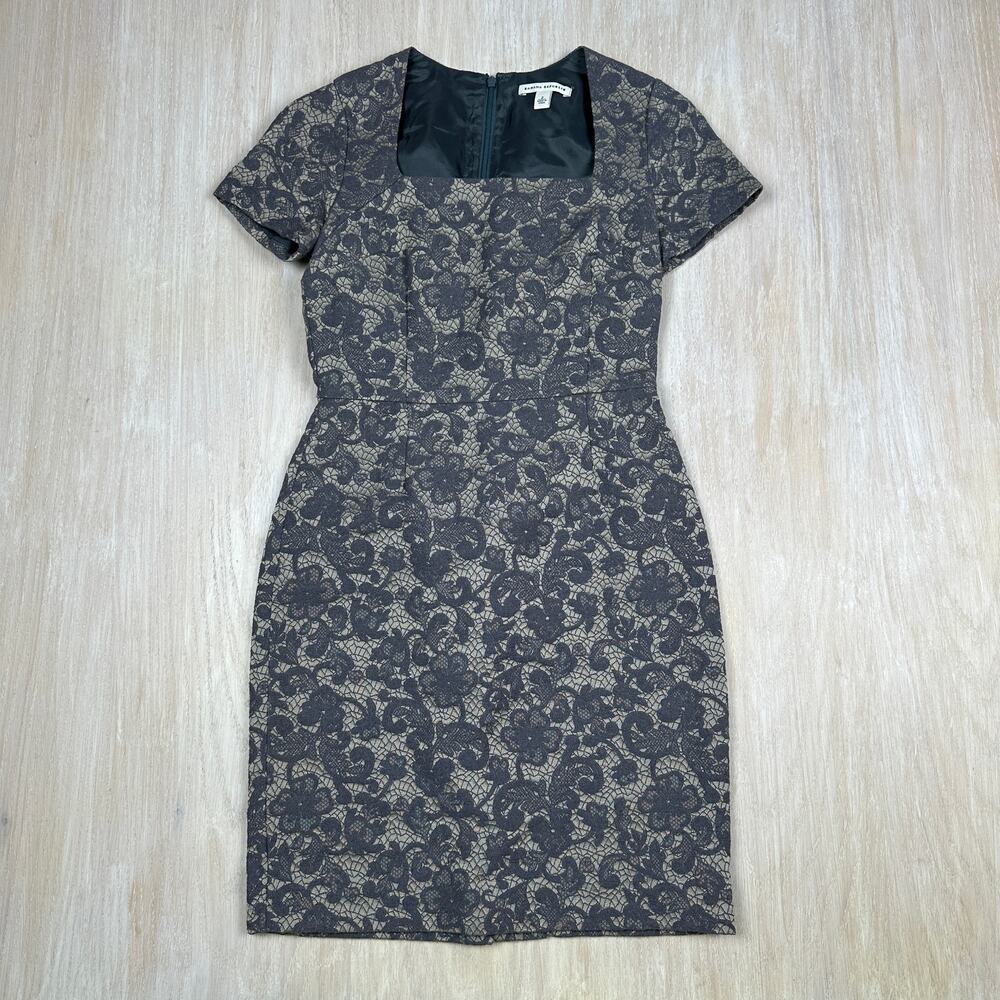 Banana Republic Gray Lace 40s Romantic Retro Cocktail Hollywood Sheath Dress 2